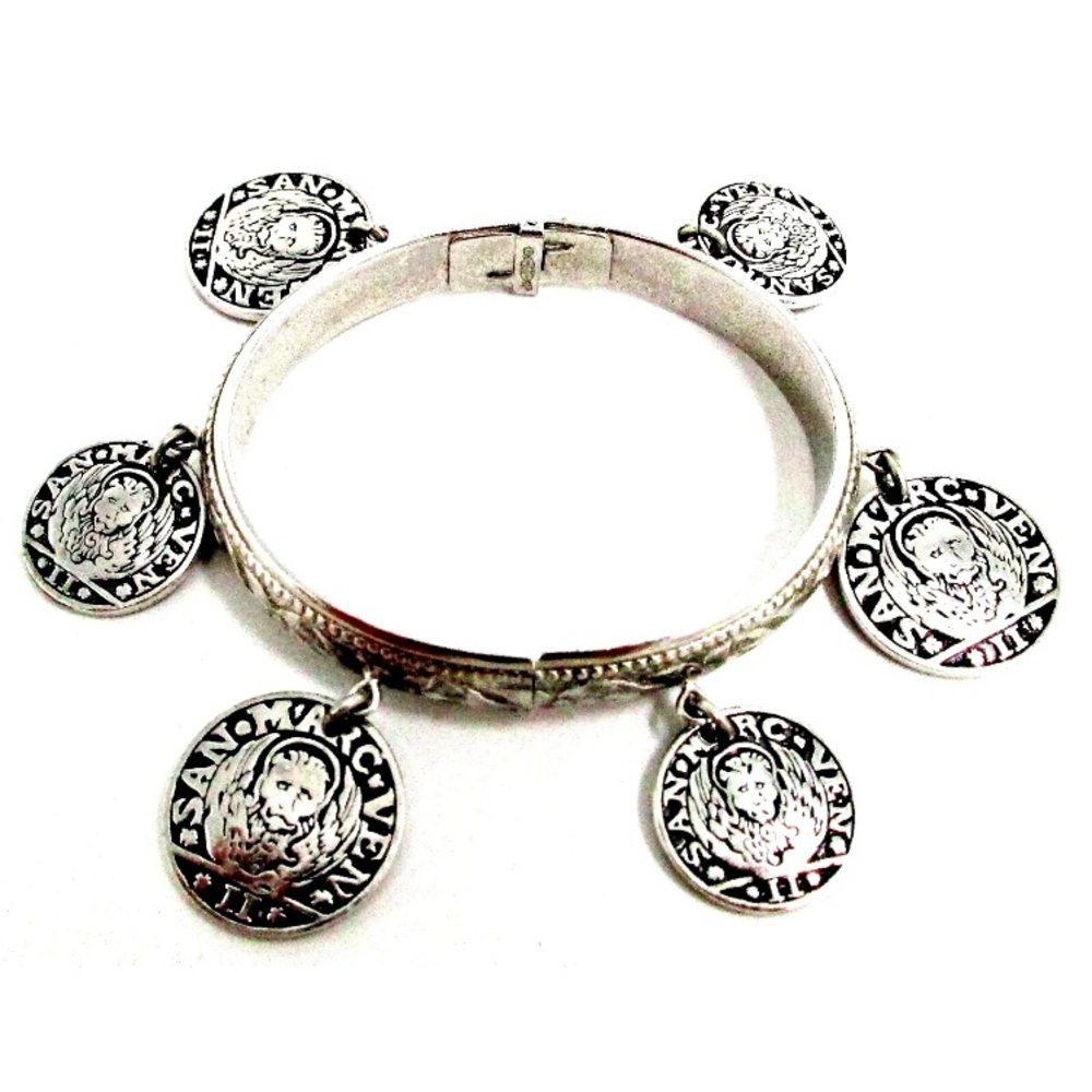 Vintage  Whiting & Davis hinged coin bracelet